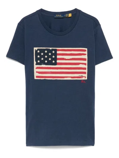 Polo Ralph Lauren T-shirt With Flag In Blue