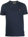 Polo Ralph Lauren Blue Crewneck T-shirt With Pony Embroidery On The Front