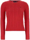 Polo Ralph Lauren Long-sleeved Crew-neck Sweater With Textured Cable Knit In Red