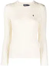 Polo Ralph Lauren White Crewneck Sweater With Embroidered Logo