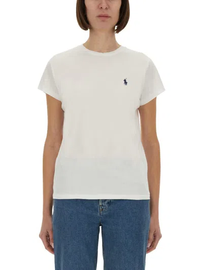 Polo Ralph Lauren Logo Embroidered T-shirt In White