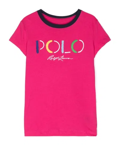 Polo Ralph Lauren Kids' Logo-embroidered Cotton T-shirt In Pink