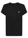 Polo Ralph Lauren Black Crewneck T-shirt With Contrasting Logo Embrodery