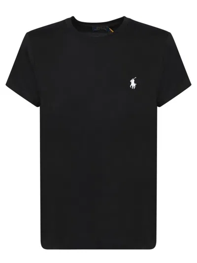 Polo Ralph Lauren Crew Neck T-shirt With Horse In Black