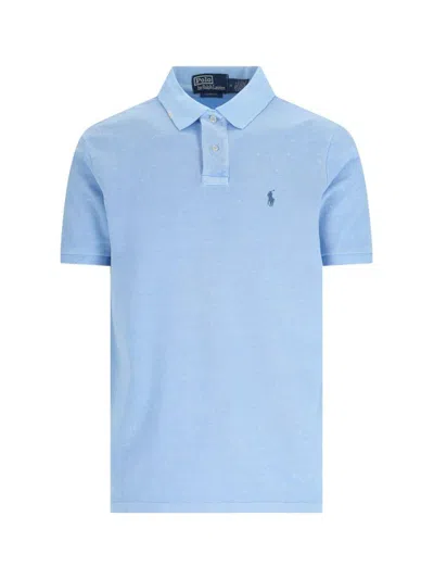 Polo Ralph Lauren Collared T-shirt With Short Sleeves In Blue
