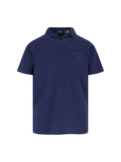 Polo Ralph Lauren Logo-embroidered Cotton And Linen-blend Jersey Polo Shirt In Blue