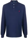 Polo Ralph Lauren Blue Cotton Polo Custom Slim-fit In Blue