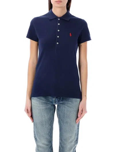 Polo Ralph Lauren Cotton Blend Polo Shirt With Embroidered Logo In Blue