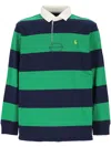 Polo Ralph Lauren Multicolor Polo Shirt With Pony Embroidery On The Front And All-over Striped Motif In Gray
