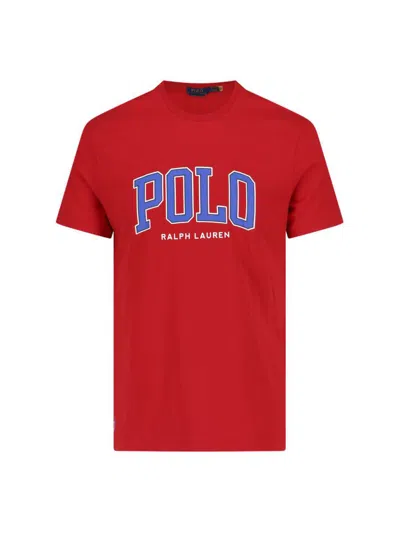 Polo Ralph Lauren Crew Neck Embroidered Detail In Red