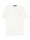 Polo Ralph Lauren White Cotton Linen Blended T-shirt With Chest Patch Pocket And Logo In White