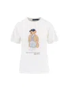 Polo Ralph Lauren Ivory Cotton Jersey T-shirt With Iconic Embroidered Polo Bear In White