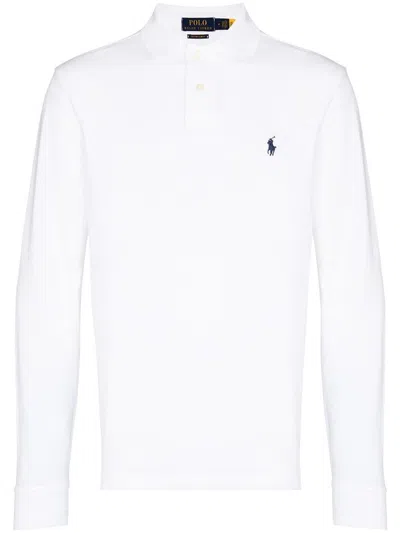 Polo Ralph Lauren Slim Fit Long Sleeve Polo Shirt In White