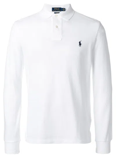 Polo Ralph Lauren Slim Fit Long Sleeve Polo Shirt In White