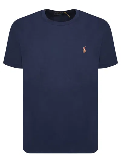 Polo Ralph Lauren Logo Embroidered Crewneck T-shirt In Blue