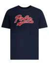 Polo Ralph Lauren Blue Crewneck T-shirt With Logo Print On The Front In Blue
