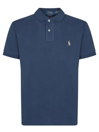 Polo Ralph Lauren Short Sleeve Polo With Contrast Logo In Blue
