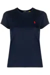 Polo Ralph Lauren Navy Blue Cotton T-shirt With Logo In Blue