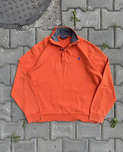 Pre-owned Polo Ralph Lauren T Zip Sweatshirt Sweater 90's Size L In Orange