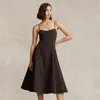 Polo Ralph Lauren Taffeta Sleeveless Dress In Brown