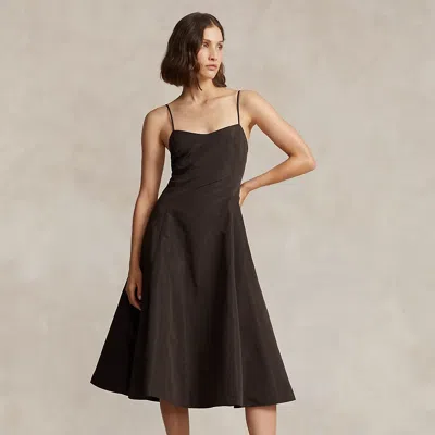 Polo Ralph Lauren Taffeta Sleeveless Dress In Brown
