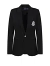 Polo Ralph Lauren Embroidered-logo Single-breasted Blazer In Black