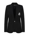 Polo Ralph Lauren Embroidered-logo Single-breasted Blazer In Black