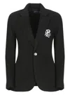 Polo Ralph Lauren Embroidered-logo Single-breasted Blazer In Black