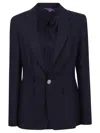 POLO RALPH LAUREN POLO RALPH LAUREN TAILORED BLUE LINEN BLAZER WITH NOTCHED LAPELS