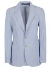 Polo Ralph Lauren Tailored Cotton Blazer With Subtle Striped Pattern In Blue
