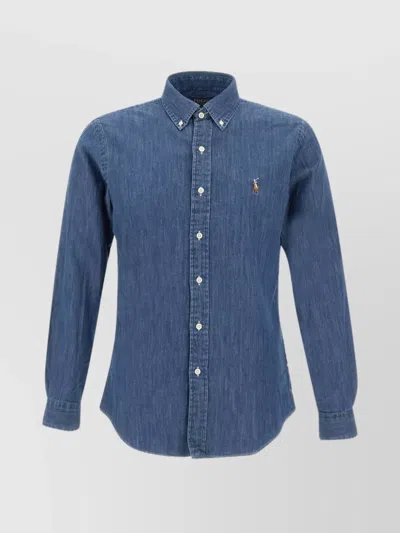 Polo Ralph Lauren Tailored Cotton Denim Shirt In Blue