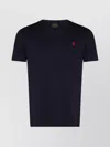 Polo Ralph Lauren Blue Crewneck T-shirt With Pony Embroidery On The Front In Blue