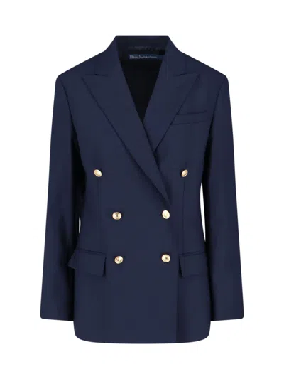 Polo Ralph Lauren Tailored Double-breasted Jacket With Gold Buttons In Blue