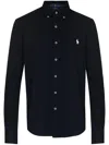 Polo Ralph Lauren Black Shirt With Button-down Collar And Pony Embroidery On The Front In Black