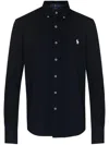 Polo Ralph Lauren Black Shirt With Button-down Collar And Pony Embroidery On The Front In Black