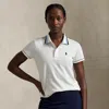 Polo Ralph Lauren Tailored Fit Jersey Polo Shirt In Ceramic White Navy