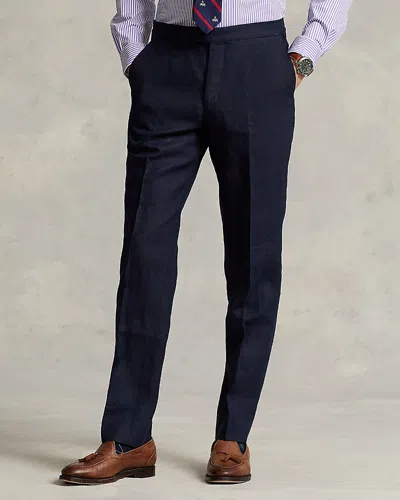Polo Ralph Lauren Tailored Fit Linen Trousers In Dark Navy