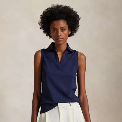 Polo Ralph Lauren Tailored Fit Sleeveless Polo Shirt In Refined Navy