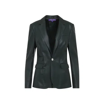 Polo Ralph Lauren Tailored Lamb Leather Blazer With Single-button Closure In Black