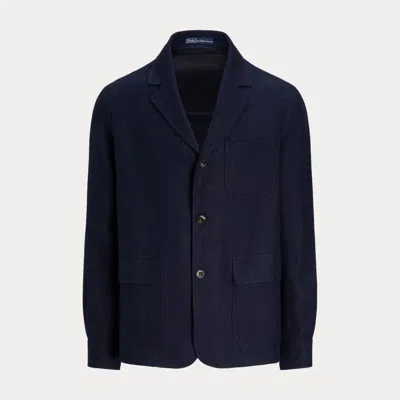 Polo Ralph Lauren Tailored Linen-cotton Herringbone Jacket In Navy