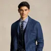 Polo Ralph Lauren Tailored Linen-silk Herringbone Jacket In Blue