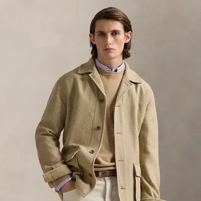 Polo Ralph Lauren Tailored Silk Herringbone Jacket In Camel/tan