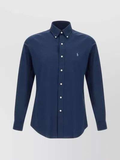 Polo Ralph Lauren Tailored Stretch Cotton Shirt In Blue