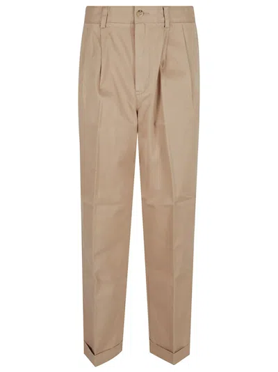 Polo Ralph Lauren Tailored Trousers With Pleated Front In Neutral