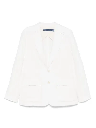POLO RALPH LAUREN POLO RALPH LAUREN TAILORED WHITE LINEN BLAZER WITH CLASSIC DETAILING