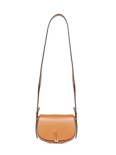 Polo Ralph Lauren Tan Mini Saddle Polo Id Crossbody Bag In Brown