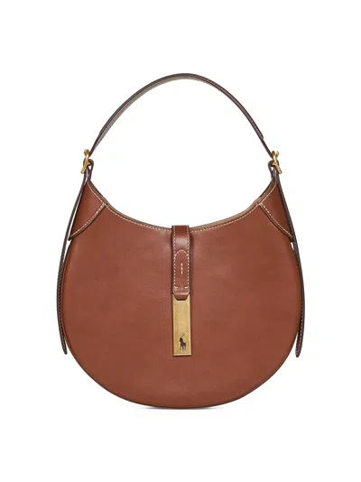 Polo Ralph Lauren Tan Polo Id Small Shoulder Bag In Brown