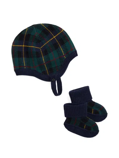 Polo Ralph Lauren Babies' Tartan-check Accessory Set In Green