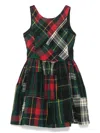 Polo Ralph Lauren Patchwork Plaid Flannel Dress In 绿色