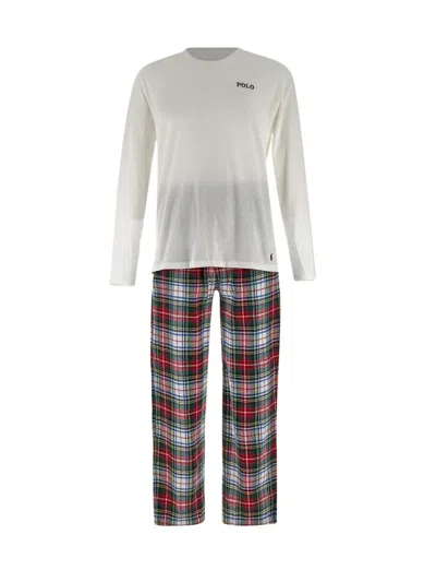 Polo Ralph Lauren Long-sleeved Pajamas And Plaid Pyjamas Set In Gray